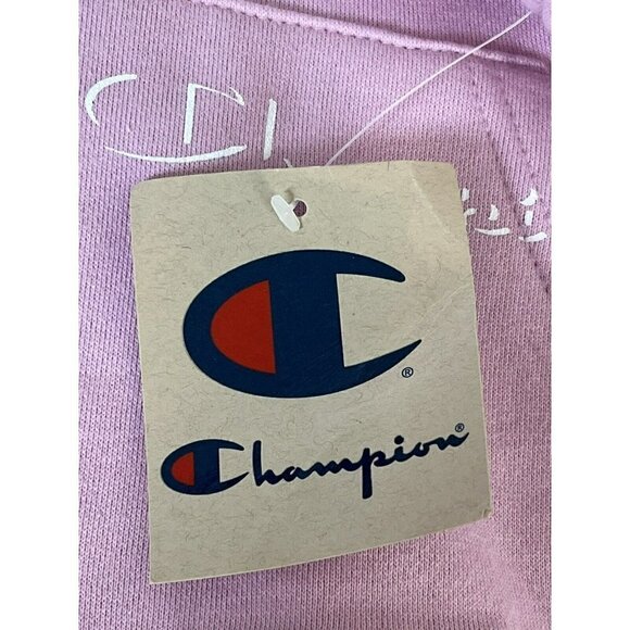 CHAMPION Girl's Sz M Pink Allover White Script Logo HOODIE NWT - Picture 6 of 9